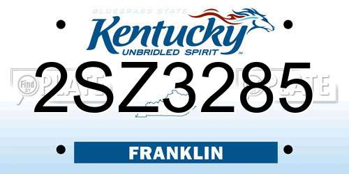 2SZ3285 Kentucky License Plate