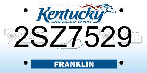 2SZ7529 Kentucky License Plate