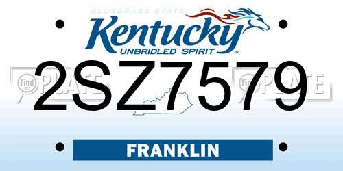 2SZ7579 Kentucky License Plate