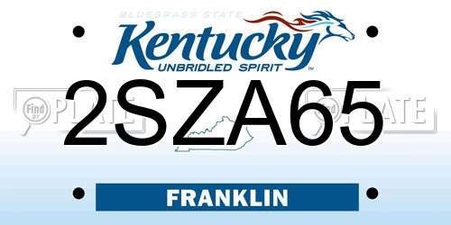 2SZA65 Kentucky License Plate