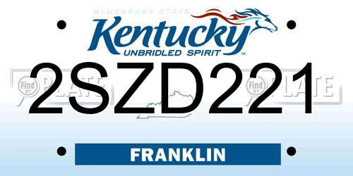 2SZD221 Kentucky License Plate