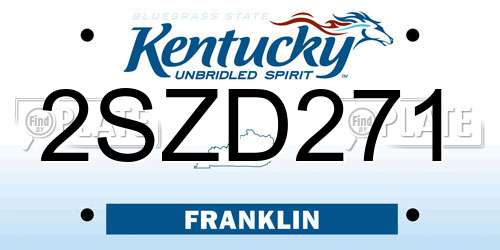 2SZD271 Kentucky License Plate