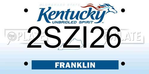 2SZI26 Kentucky License Plate