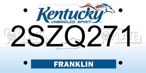 2SZQ271 Kentucky License Plate