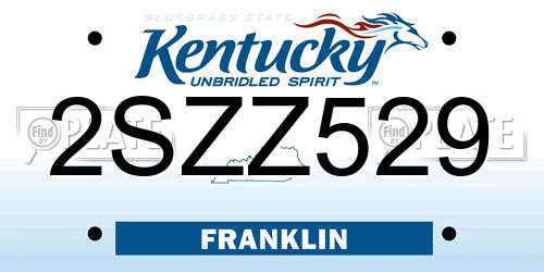 2SZZ529 Kentucky License Plate