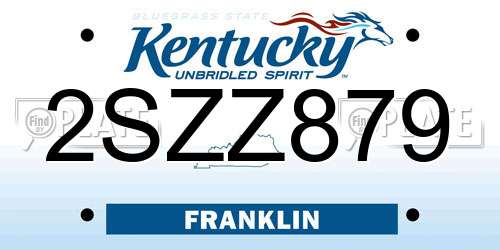 2SZZ879 Kentucky License Plate