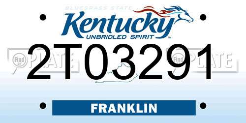 2T03291 Kentucky License Plate