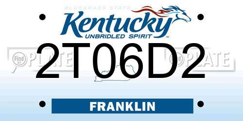 2T06D2 Kentucky License Plate