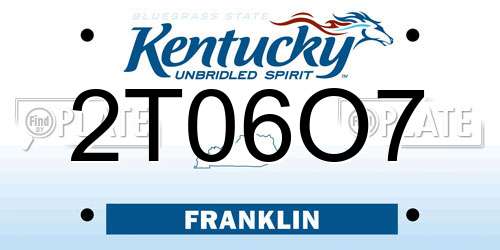 2T06O7 Kentucky License Plate
