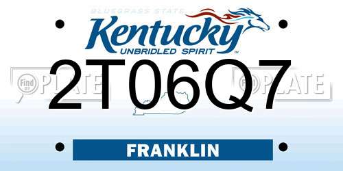 2T06Q7 Kentucky License Plate
