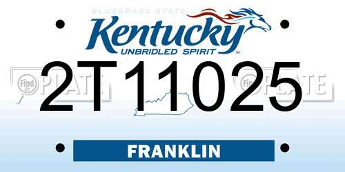 2T11025 Kentucky License Plate