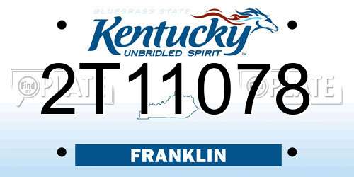 2T11078 Kentucky License Plate