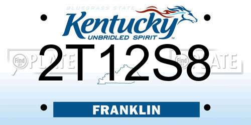 2T12S8 Kentucky License Plate