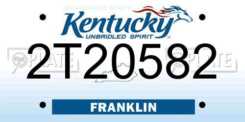 2T20582 Kentucky License Plate