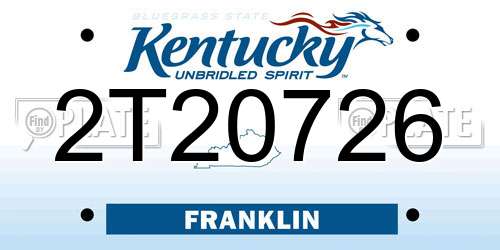 2T20726 Kentucky License Plate