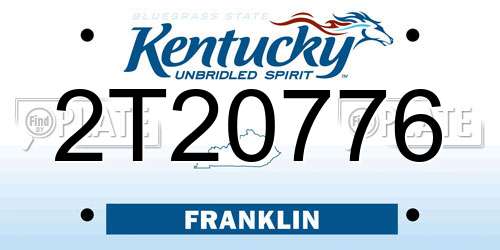 2T20776 Kentucky License Plate