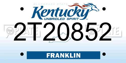 2T20852 Kentucky License Plate