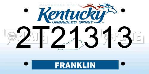 2T21313 Kentucky License Plate