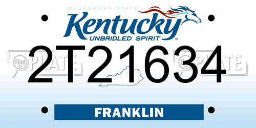 2T21634 Kentucky License Plate