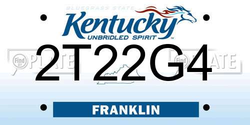 2T22G4 Kentucky License Plate