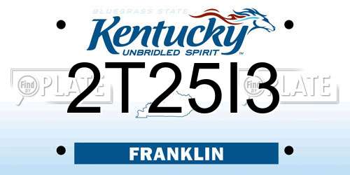 2T25I3 Kentucky License Plate