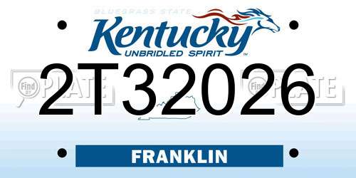2T32026 Kentucky License Plate