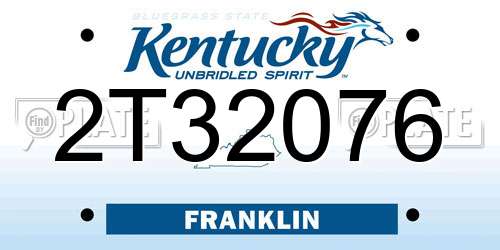 2T32076 Kentucky License Plate