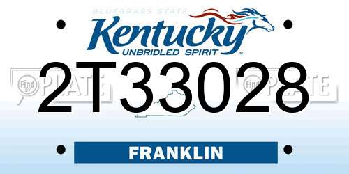 2T33028 Kentucky License Plate