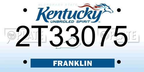 2T33075 Kentucky License Plate