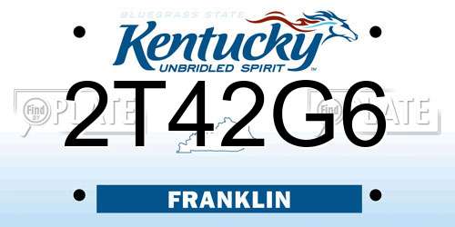 2T42G6 Kentucky License Plate