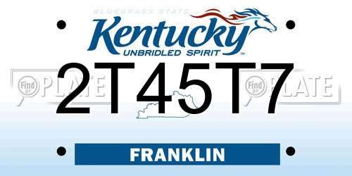 2T45T7 Kentucky License Plate