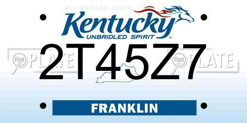 2T45Z7 Kentucky License Plate