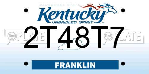 2T48T7 Kentucky License Plate