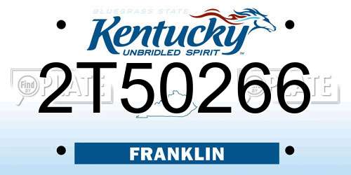 2T50266 Kentucky License Plate