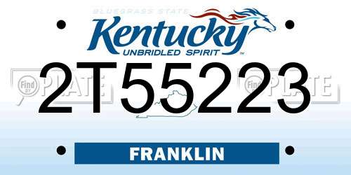 2T55223 Kentucky License Plate