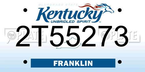 2T55273 Kentucky License Plate