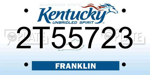 2T55723 Kentucky License Plate