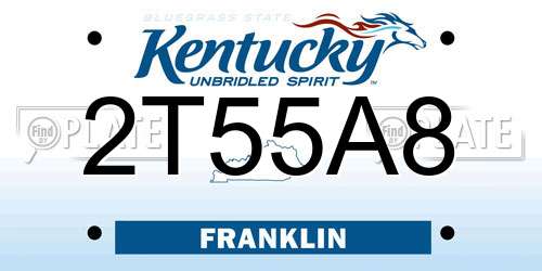 2T55A8 Kentucky License Plate