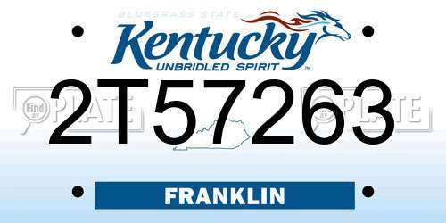 2T57263 Kentucky License Plate
