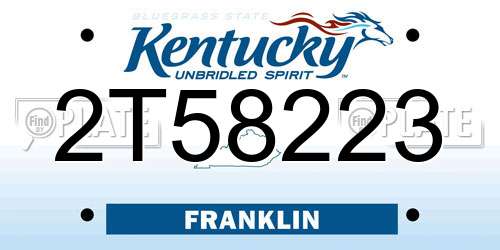 2T58223 Kentucky License Plate
