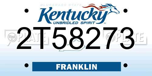 2T58273 Kentucky License Plate