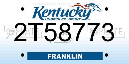 2T58773 Kentucky License Plate