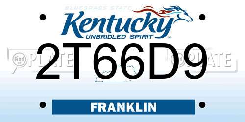 2T66D9 Kentucky License Plate