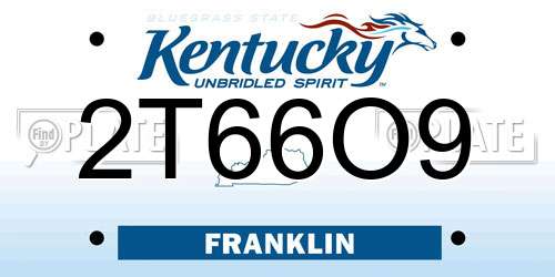 2T66O9 Kentucky License Plate