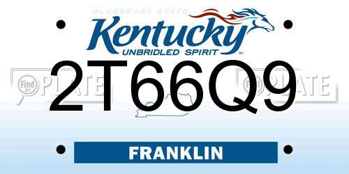 2T66Q9 Kentucky License Plate