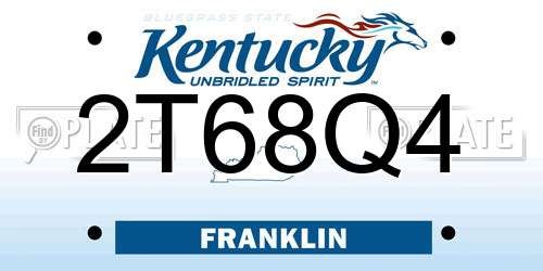 2T68Q4 Kentucky License Plate
