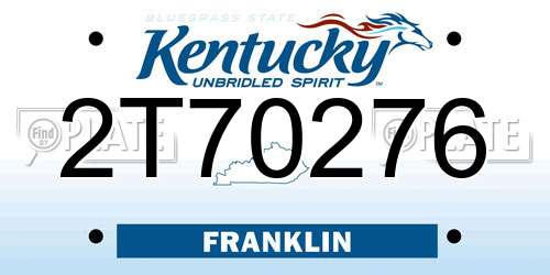 2T70276 Kentucky License Plate