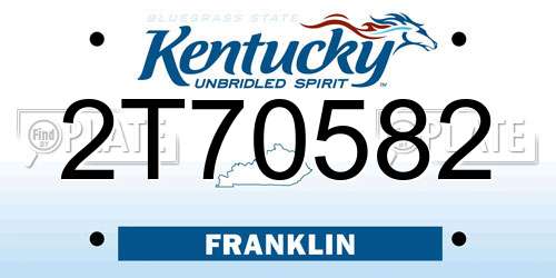 2T70582 Kentucky License Plate