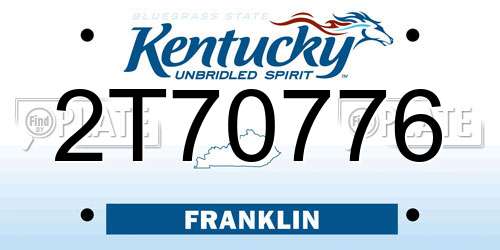 2T70776 Kentucky License Plate