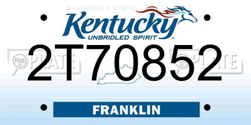 2T70852 Kentucky License Plate